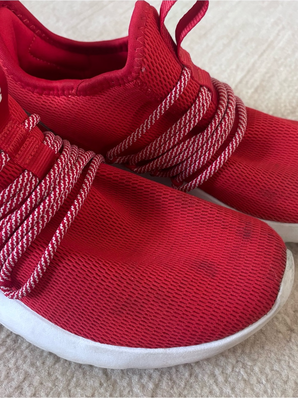 adidas Red Kids Slip-On Athletic Sneakers with White Sole - Picture 3 of 8